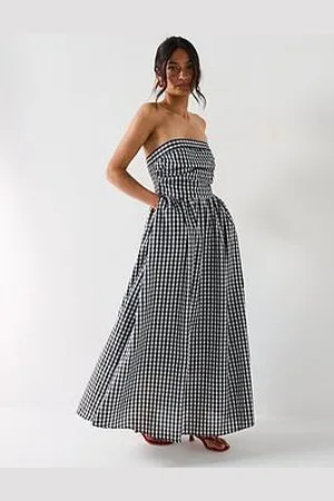Very Bandeau Gingham Midaxi Dress