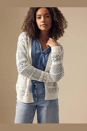 M&Co Edge To Edge Crochet Cardigan