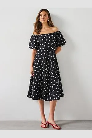 MANGO Strapless Polka-Dot Dress