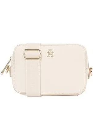 Tommy Hilfiger Logo Flap Canvas Mini Tote Bag - Cream/Navy