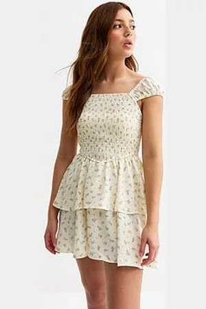 New Look Girls Floral Print Shirred Dress