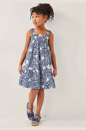 Monsoon Girls Palm Print Ikat Dress