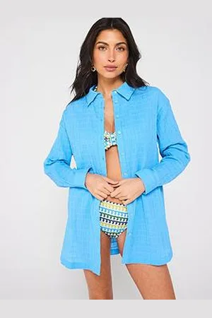 Very Seersucker Oversized Beach Shirt