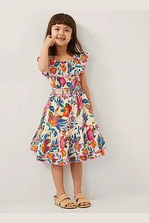 Monsoon Girls Milena Print Bardot Neck Dress