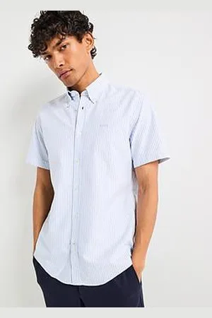 HUGO BOSS H-Roan 252 Slim Fit Oxford Stripe Short Sleeve Shirt