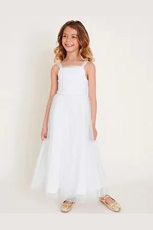 Monsoon Girls Fleur Communion Pearl Dress - White