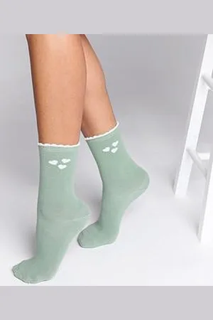 Boux Avenue Heart Print Pack Of 2 Ankle Socks - Pistachio