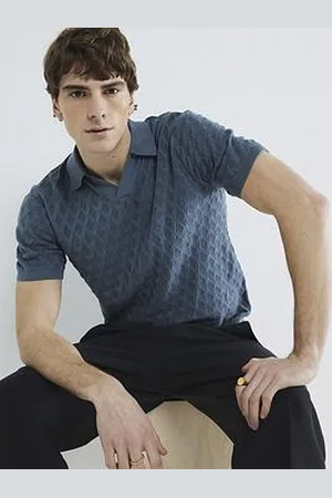 River Island Textured Open Collar Polo Shirt