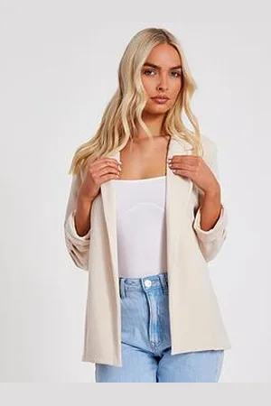 Quiz Stone Ruched Sleeve Blazer