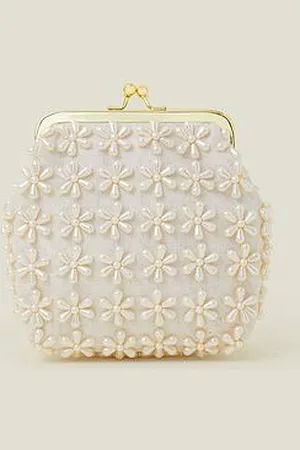 Accessorize Girls Pearl Flower Clip Frame Bag