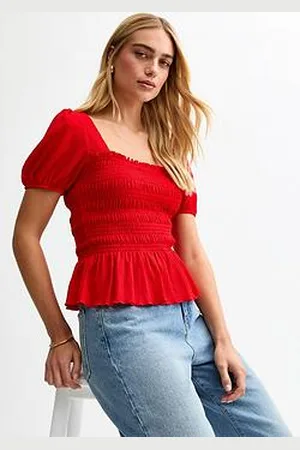New Look Skylar Shirred Puff Sleeve Top