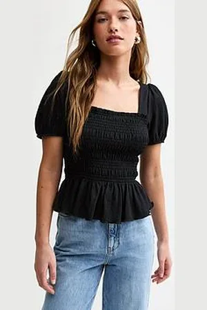 New Look Jersey Square Neck Shirred Body Puff Sleeve Top
