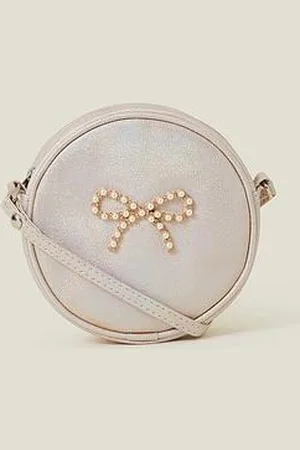 Accessorize Girls Pearl Bow Round Bag