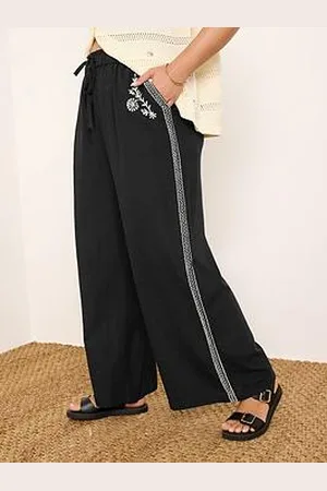 Yours Curve Embroidery Wide Leg Trouser