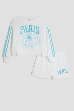 River Island Girls Paris Sweatshirt And Shorts Set