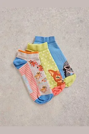 White Stuff 3 Pack Pet Pals Trainer Socks