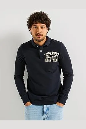 Superdry Long Sleeve Vintage Athletic Logo Polo Shirt