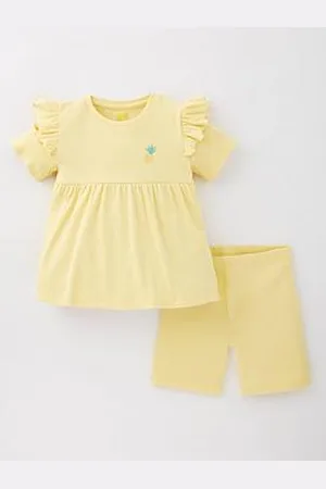 Very Girls Ribbed Top And Cycling Short Set