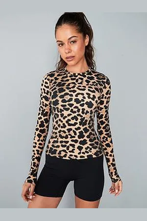 P.E Nation Womens Training Foundation Long Sleeve Top - Leopard Print