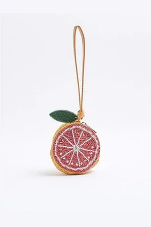 River Island Premium Beaded Grapefruit Bag