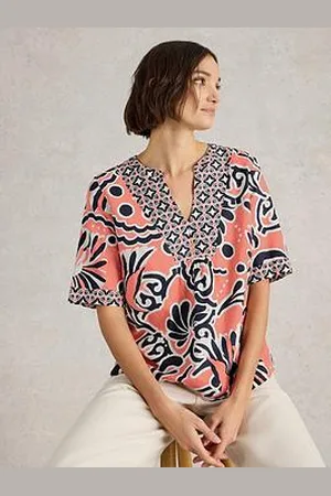 White Stuff Ash Linen Blend Top