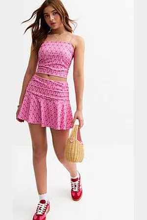 New Look Girls Printed Ruched Side Strappy Cami Top