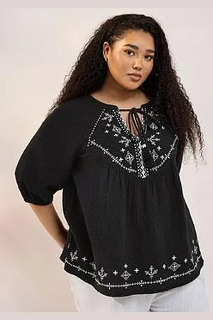 Yours Curve Peasant Cheesecloth Blouse