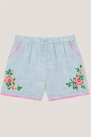 Monsoon Girls Floral Embroidered Shorts