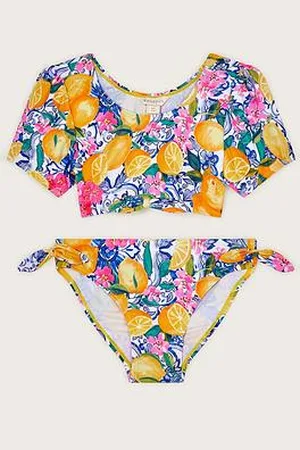 Monsoon Girls Lemon Print Short Sleeve Bikini Set
