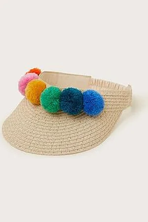 Monsoon Girls Pom Woven Sun Visor