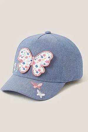 Monsoon Girls Butterfly Embroidered Denim Cap