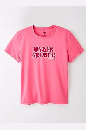 Under Armour Junior Girls Training Tech Wordmark T-Shirt - Pink