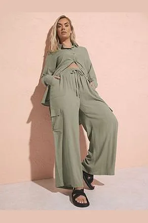 Yours Curve Linen Cargo Trouser