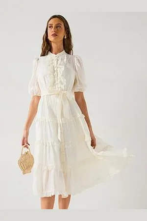 Very Scallop Tiered Midi Dress