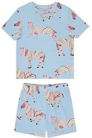 Chelsea Peers Unisex Kids Patterned Stripe Zebra Shirt And Short Pyjama Set - Multi