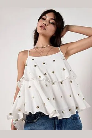 Apricot Sequin Spot Layered Cami Top