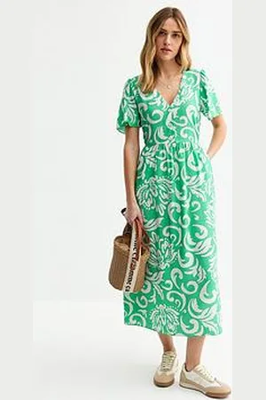 New Look Pattern Print Buttoned Midi Dress