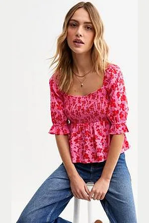 New Look Floral Print Shirred Top