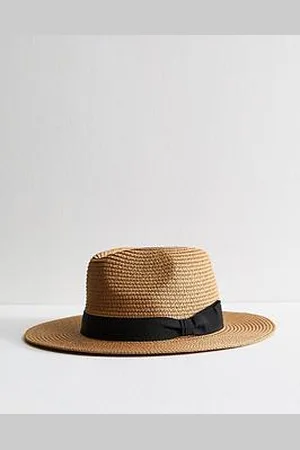 New Look Bow Detail Straw Effect Fedora Hat