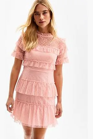 New Look Lace Frilly Trimmed Mini Dress