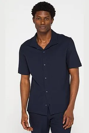 MANGO Perec Casual Textured Button Through Jersey Shirt