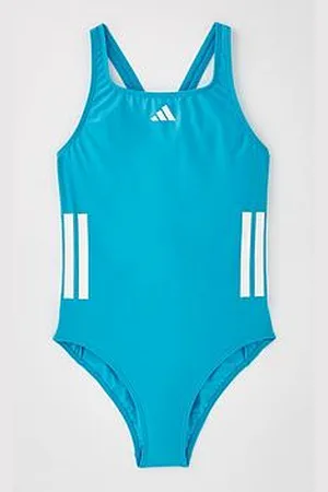 adidas Junior Girls 3 Stripe Swimsuit - Blue