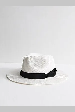 New Look Bow Detail Straw Effect Fedora Hat