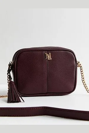 New Look Burgundy Leather Look Crossbody Camera Bag