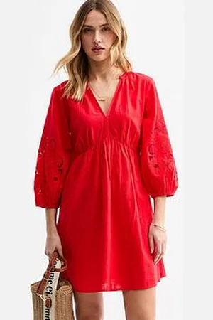 New Look Broderie Sleeve Smock Mini Dress