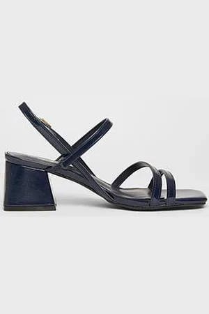 Quiz Navy Slingback Low Block Heels