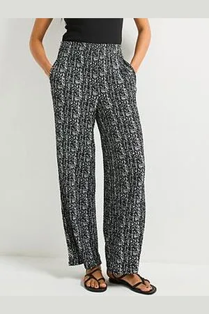 Very Wide Leg High Waisted Textured Trousers