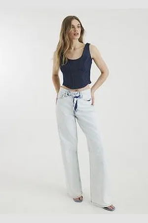 River Island Bleached Relaxed Straight Leg Jeans