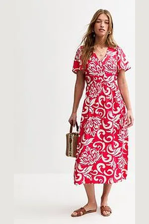New Look Pattern Print Buttoned Midi Dress