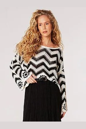 Apricot Chevron Diagram Crocket Slv Top